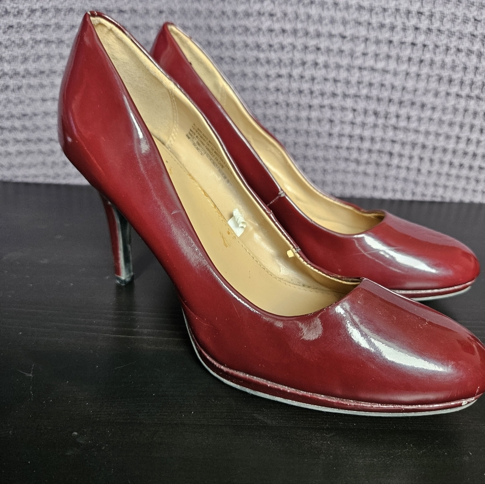 Burgundy Round Stiletto Shoes 8